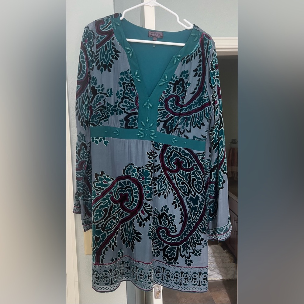 Hale Bob Emerald Jewel Burnout Velvet
Dress Women's Size Large